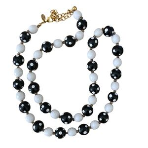 Vintage Joan Rivers black and white polka dot bead necklace